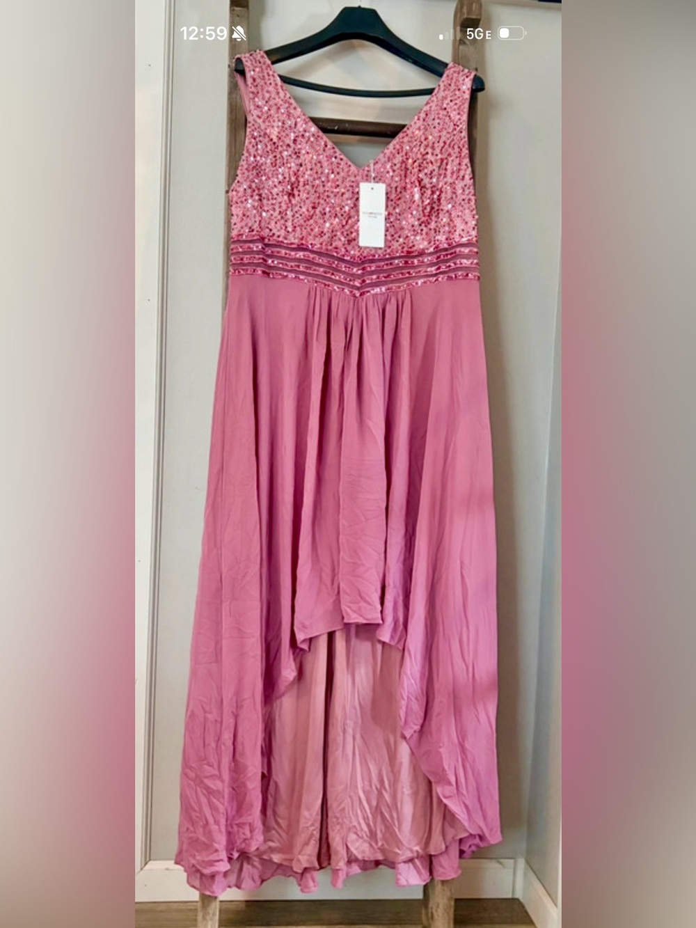 Ever Pretty Dusty Rose Beaded High-Low Prom Dress